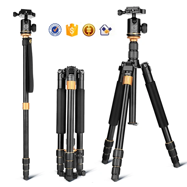 

Factory price Q999S 1.5KG Portable camera tripod monopod with 1500MM height and ball head Photographic Tripod stand & Monopod, Black