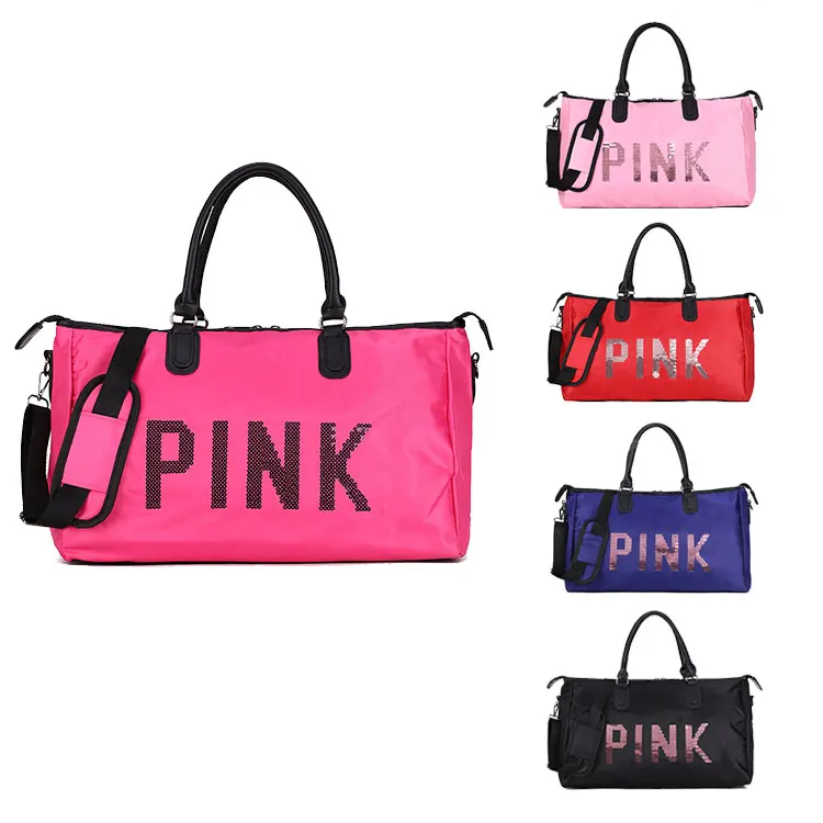 

Weekend Pink Duffel Tote Bag Custom Waterproof Sports Gym Shoulder Bag With Custom Logo, Customizable