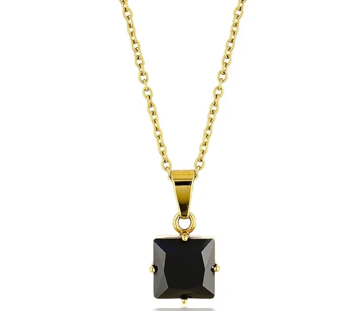 

Fashion Minimalist Jewelry Dainty Onyx Necklace Small Square Black Stone Necklace For Birthday Gift