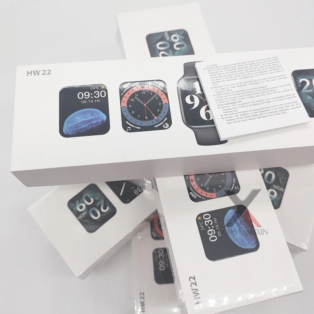 

2021 new product hw22 smartwatch 1.75inch series 6 BT calling custom wallpaper rotation button sports games smart watch HW22, Black white blue pink red
