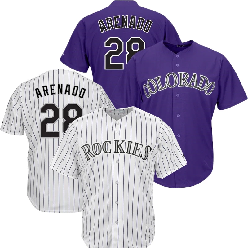 

Men Baseball Jersey 28 Nolan Arenado Colorado Rockies Jersey Embroidery Logo