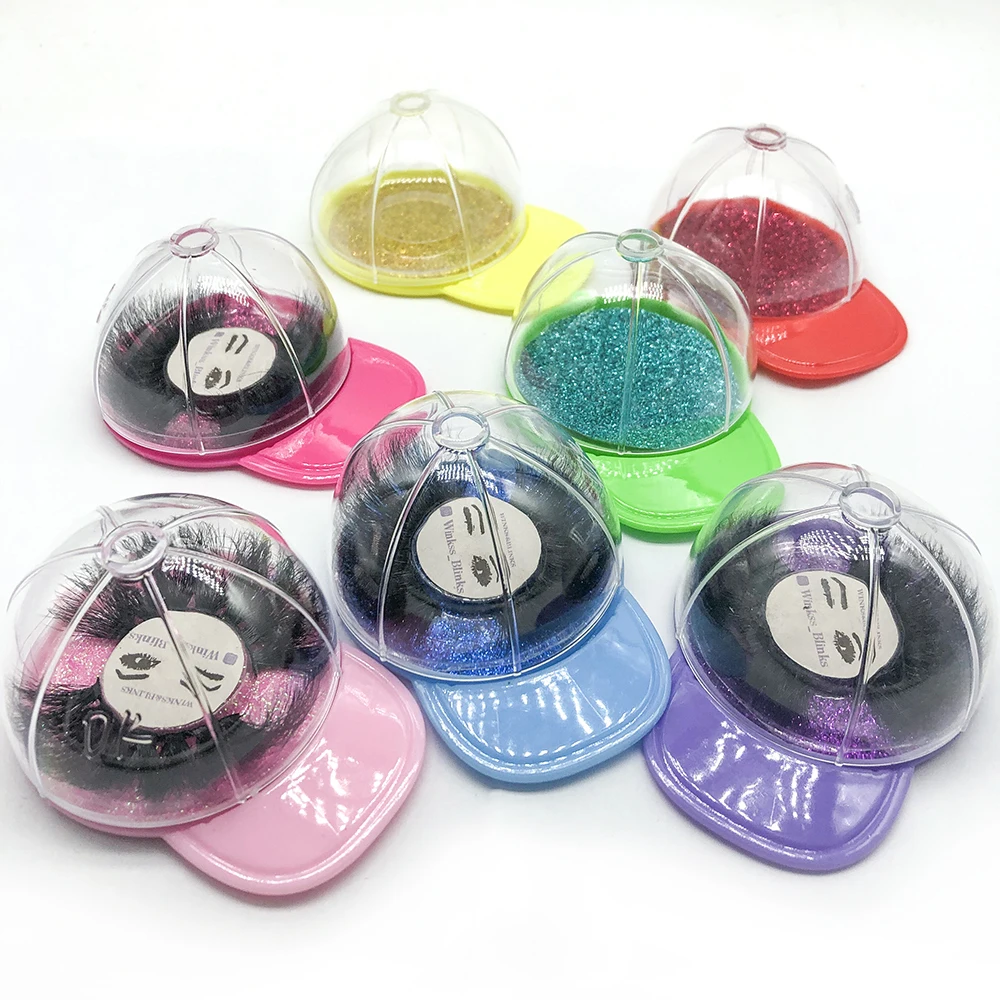 

25mm Lash Handmade 3d Mink Eyelashes High Quality Private label Hat eyelash case, Natural black