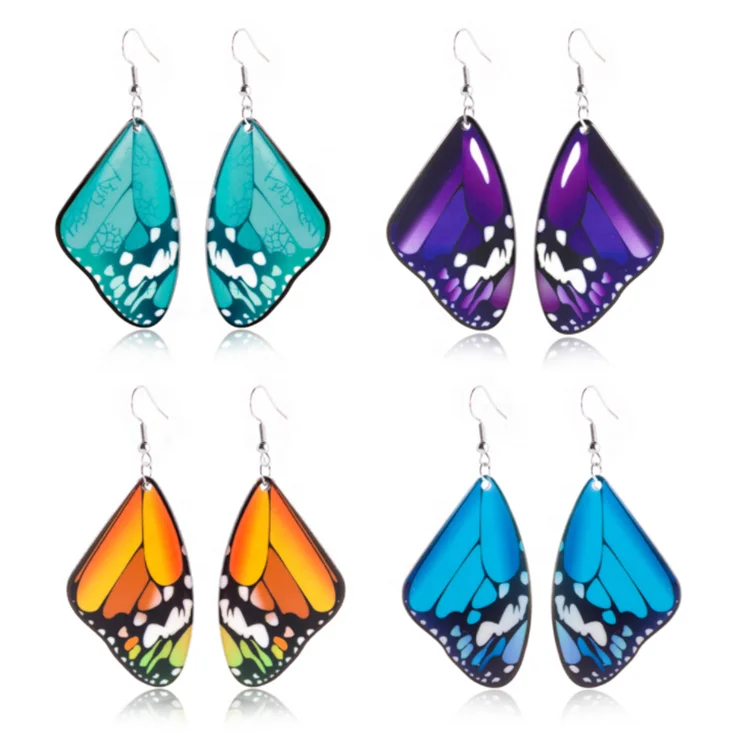 

Amazon jewelry personality exaggerated natural butterfly earrings 316L stainless steel ear hook popular earrings, 4 colors