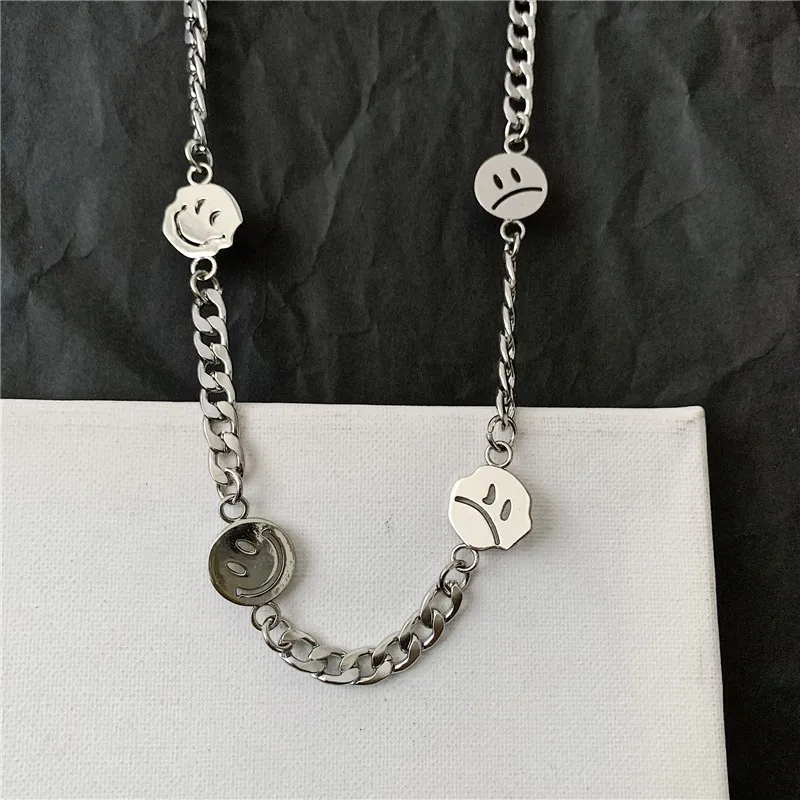 

New Smiley With Same Street Hiphop Titanium Steel Couple Necklace