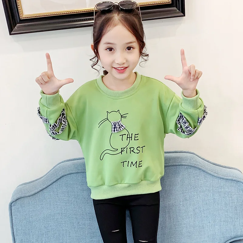 

Girls' round neck long-sleeved sweater fashion children's top