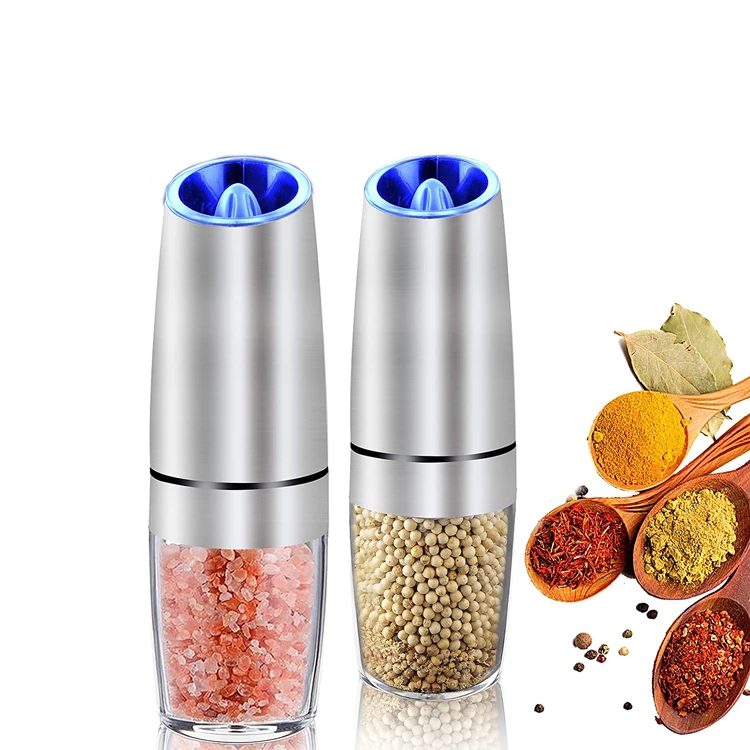 

Battery Operated stainless steel One Hand Mill pepper grinder, Silvery
