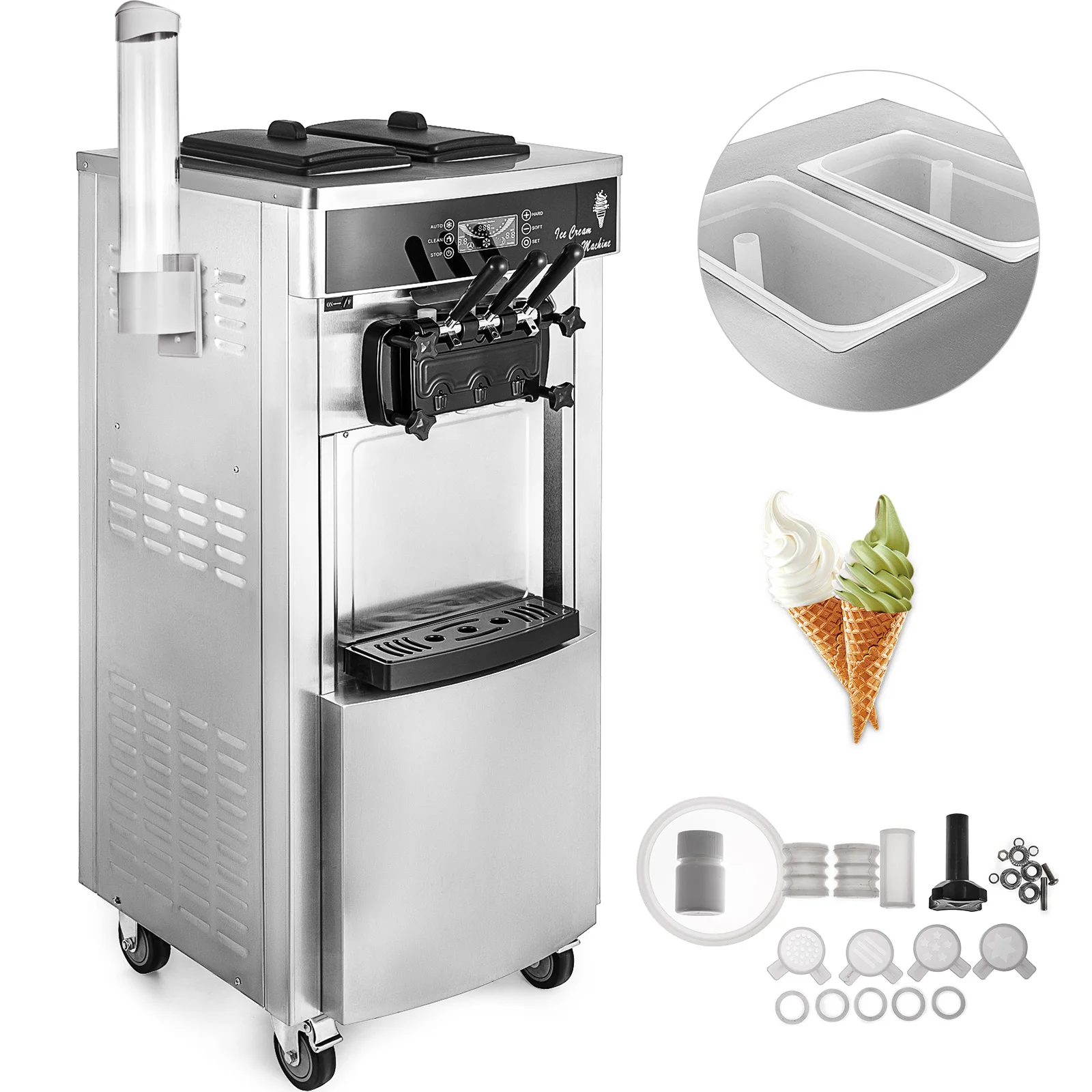 Three Flavor Soft Ice Cream Machine Soft Serve Ice Cream Making Machine