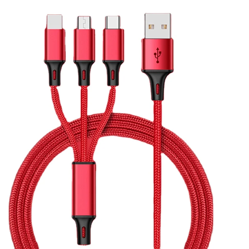 

Hot Sale Aluminum Alloy Head Flip, Very Strong VONK V24 Fast Charging Cable 3 IN 1 USB Mobile Phone Data Line