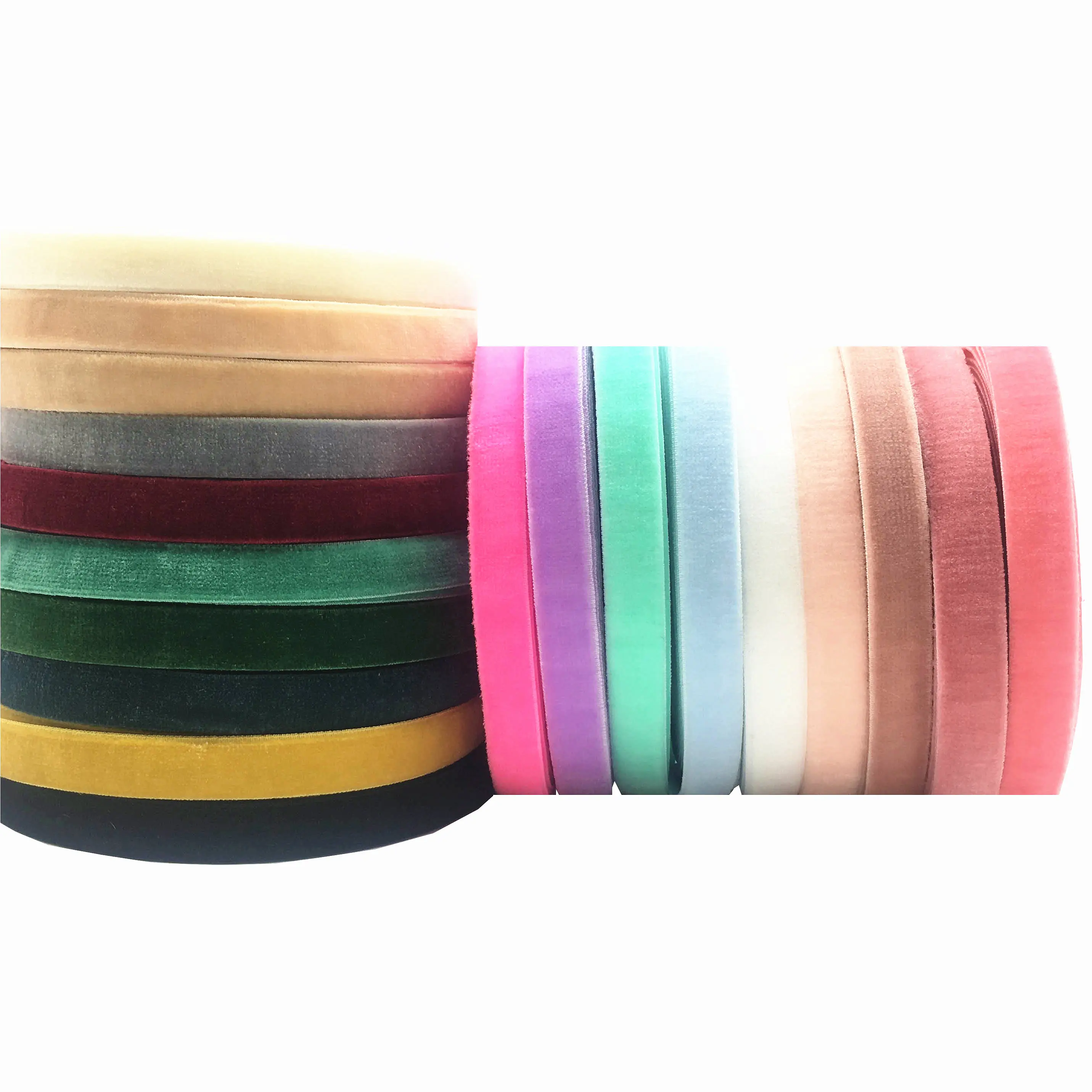 

100 yard 22 Colors Good Quality Velvet Elastic Ribbon Wholesale 3/8" Stretchy Velour Elastic Tape for Hair Tie Headband Headwear