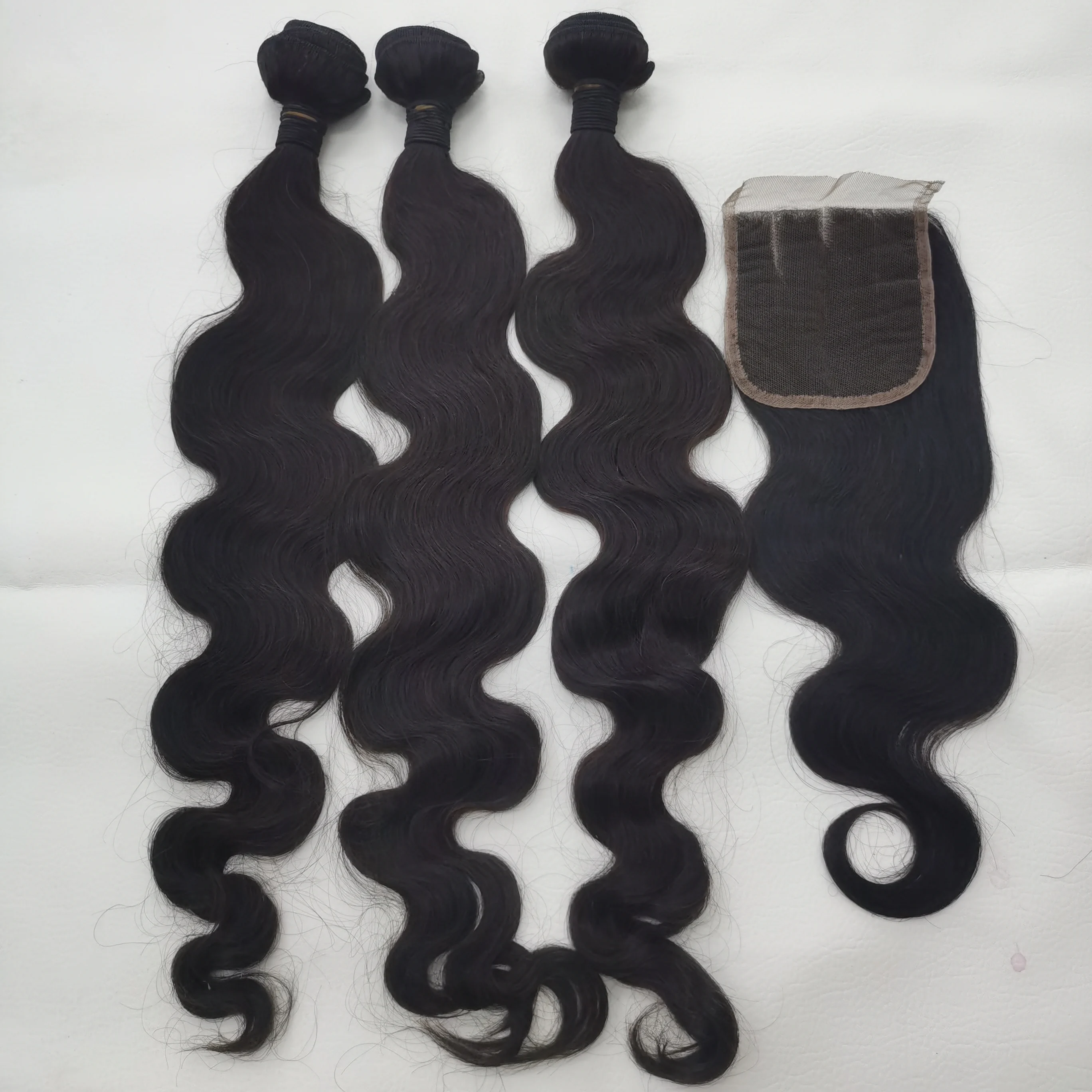 

Letsfly Body Wave Human Hair Bundles with Closure 18 20 22 Inch Top Lace Closure Indian Hair Set Wholesales Free Shipping