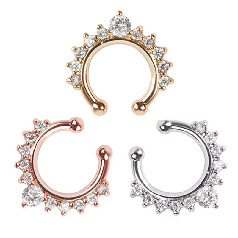 

Faux Nose Rings Hoop Stainless Steel Faux Lip Ear Nose Septum Ring Non-Pierced Clip On Nose Hoop Rings