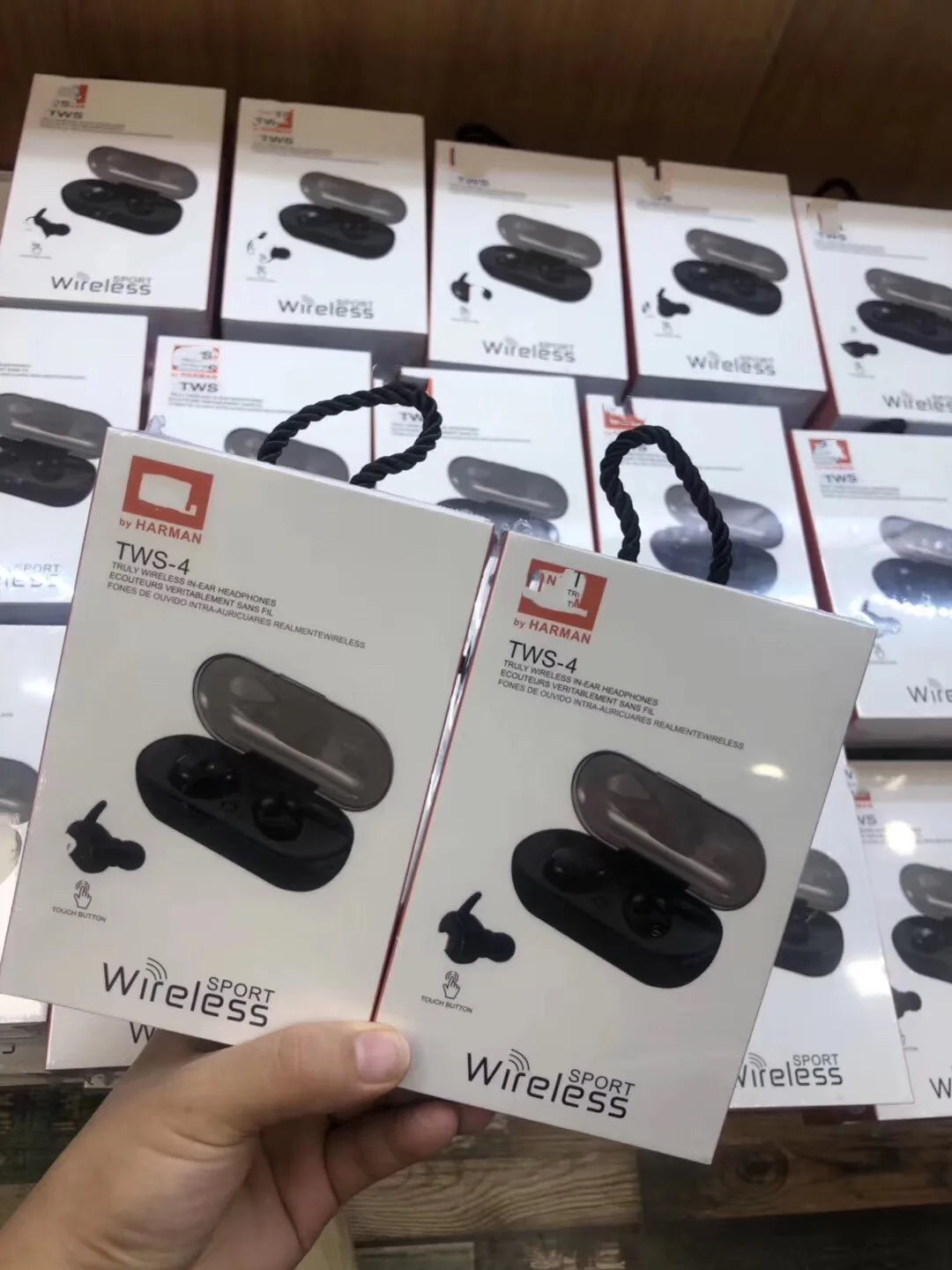 Cross-border customized new TWS4 Bluetooth Headphone 5.0 Touch Motion Biaural Belt Charging Warehouse TWS Headset TWS - ANKUX.COM