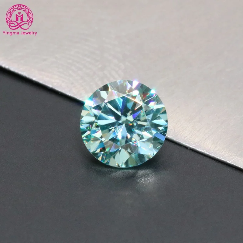 

2023 Popular round cut 5mm to 11 mm 0.5 ct to 5 ct round diamond cut aqua blue moissanite gemstone