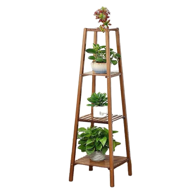 

High Quality Flower Rack Indoor Outdoor Bamboo Plant Stands for Garden, Natural