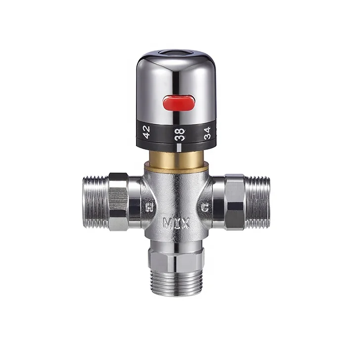 Chrome Plated 3 Way  Brass Thermostatic Shower Mixing Valve for Solar Electrical Hot Water BJ45006