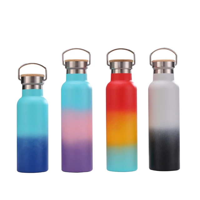 

16 oz Double Wall Stainless Steel Sports Vacuum Water Bottle With bamboo lid