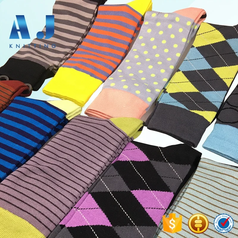 

AJ 1755 High Quality Custom Men Colorful Happy Bamboo Business Dress Socks
