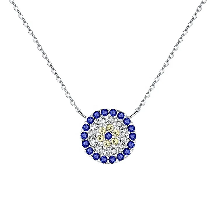 

Fashion Jewelry 925 silver evil eye necklace women blue eye lock chain necklace