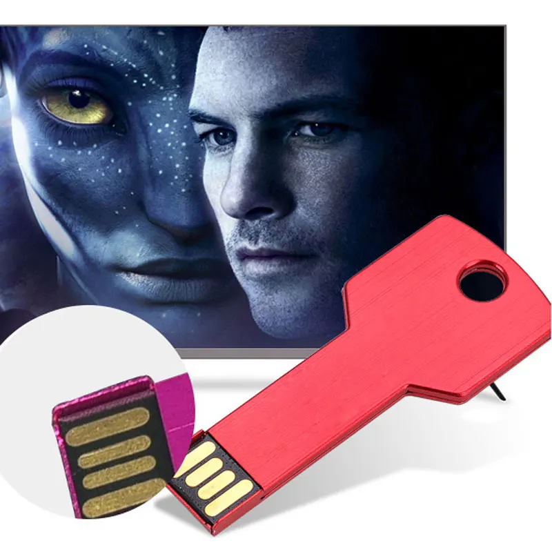 OEM Custom Metal USB Key Shaped Pen Drive 8GB 16GB 32GB Support 2.0 Key Flash Memory USB Stick - ANKUX.COM