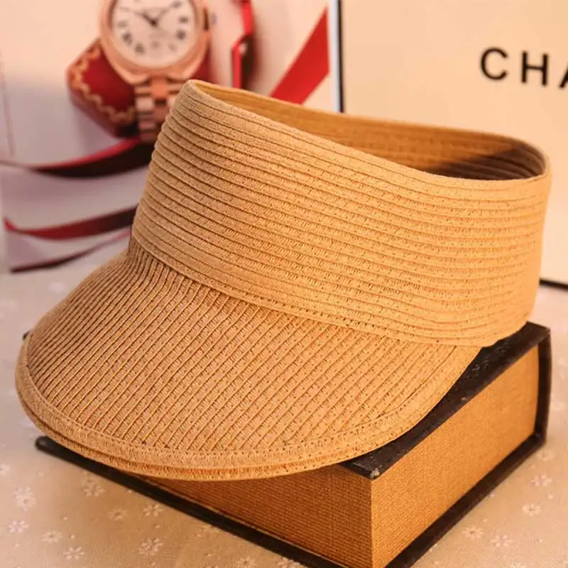 Factory price customized plain bulk sale visor straw cap uv