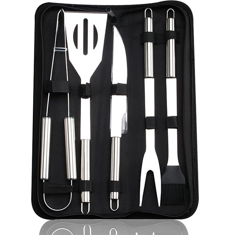 

Professional BBQ Griddle Tools Kit BBQ Grill Braai Accessories Set 5 pcs Stainless Steel BBQ Grilling Tools Set, Black