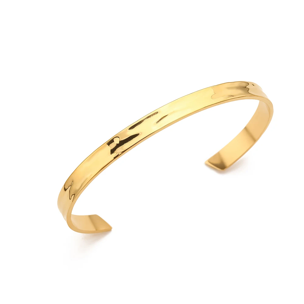 EManco Stainless Steel Polished Design C Shape 6MM Wide Bangle Men Punk Bracelet Fashion Couple Jewelry Wholesale