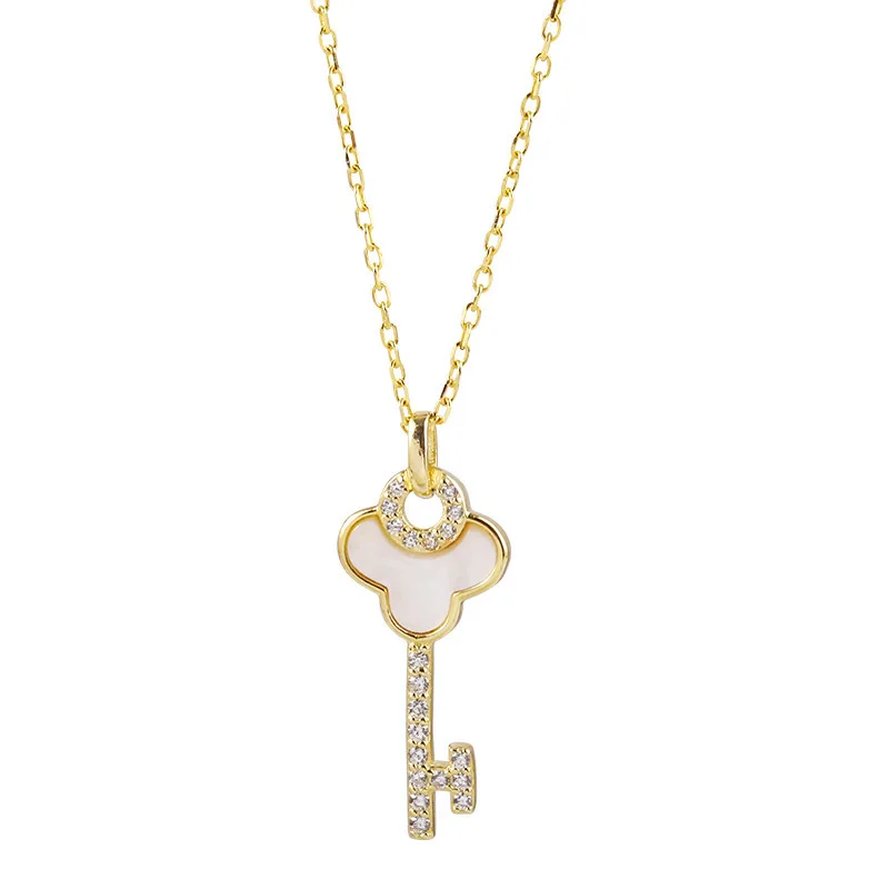 

Dropshipping TOP Selling Lady Key Pendant Stocks Wholesale 18K Gold Plated Necklace Romantic Key Style Chain Choker Necklace