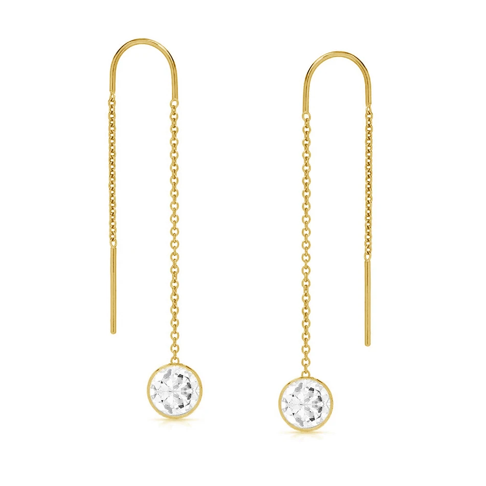 

Luxury 925 Sterling Silver Geometric Long Tassel Circle AAA Zircon Drop Earrings for Women Sterling Silver Jewelry