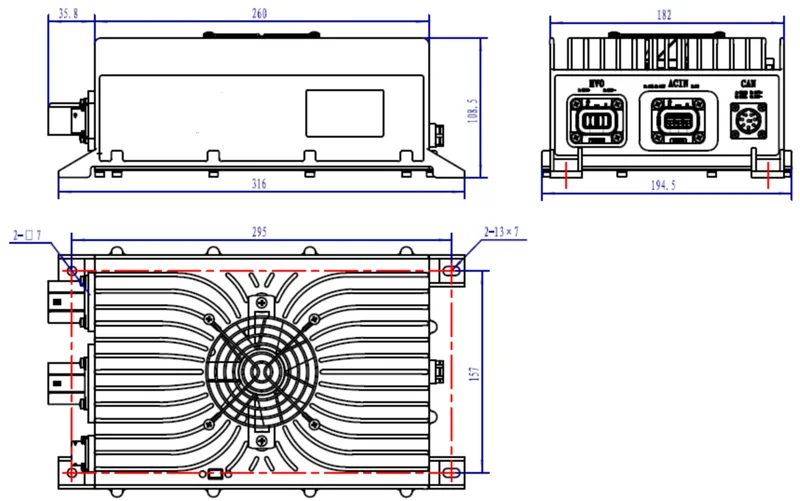CAN Bus Communication 48V 20A EV on Board Charger 1KW AC DC Converter