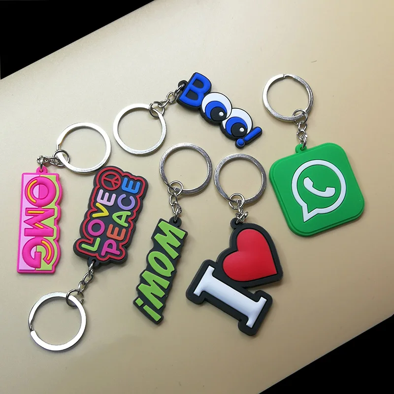 

Custom sweet accessories popular buzzwords Soft Rubber PVC Keychains Key Chain Cartoon Keyring 2D Keyring promotional gifts