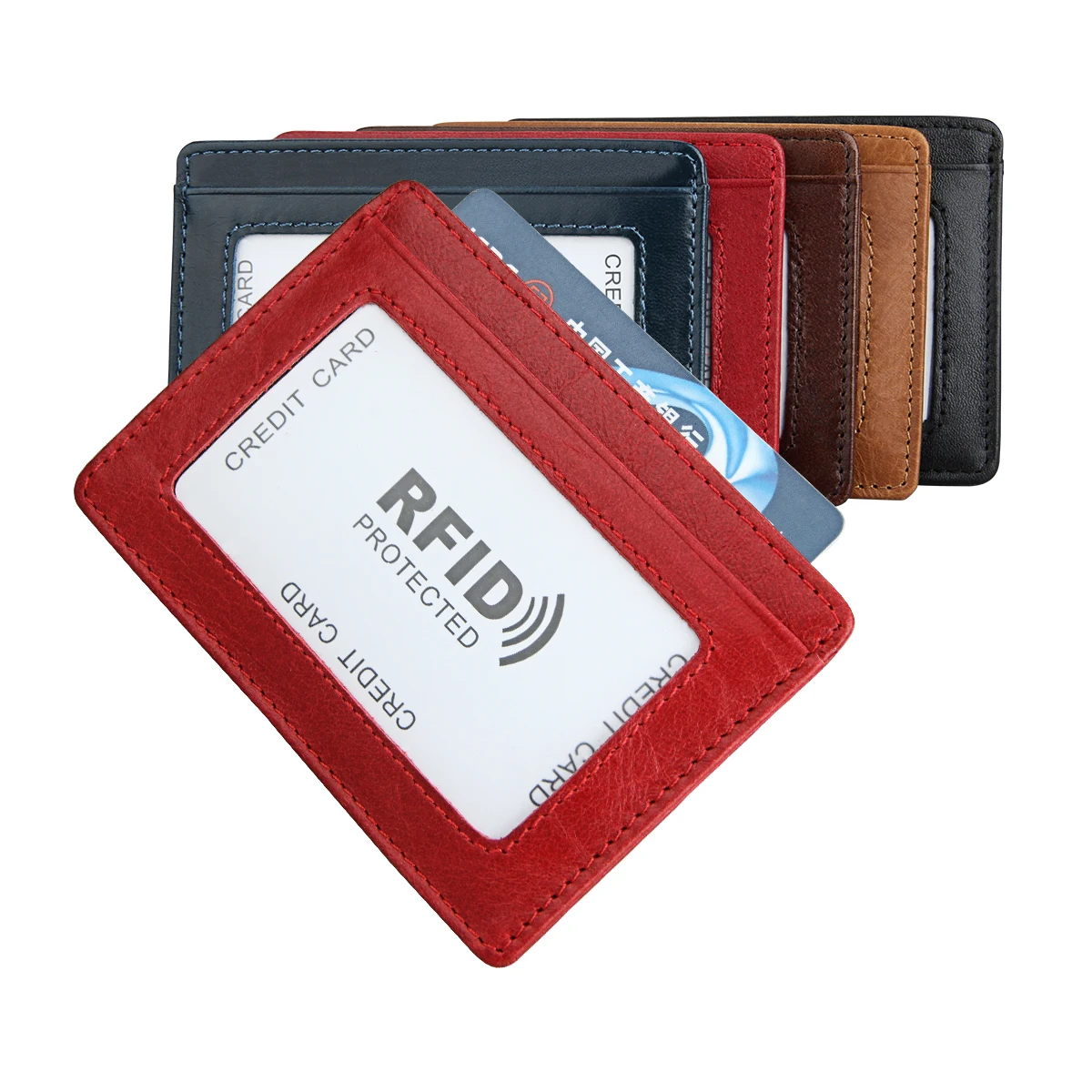 

Custom Wholesale RFID Blocking Genuine Leather Slim Credit Id Card Holder Wallet Mens Minimalist Front Pocket Wallet