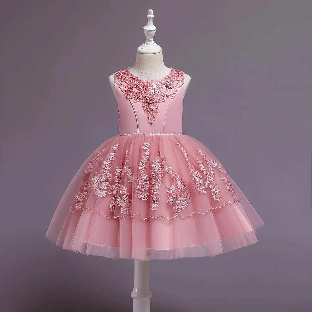 

New style Gershman children's Wedding dress Flower pattern Princess Party Dress for girl of 2-10 years old