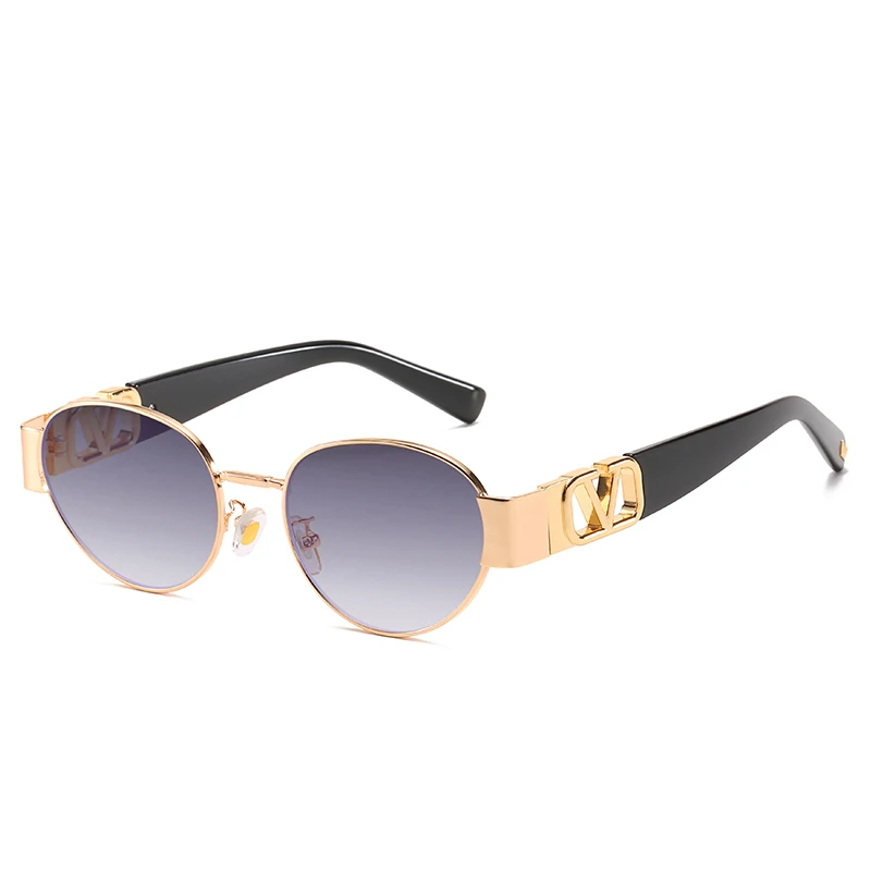 

2021new fashion high quality unisex luxuy retro oval metal steampunk sunglasses