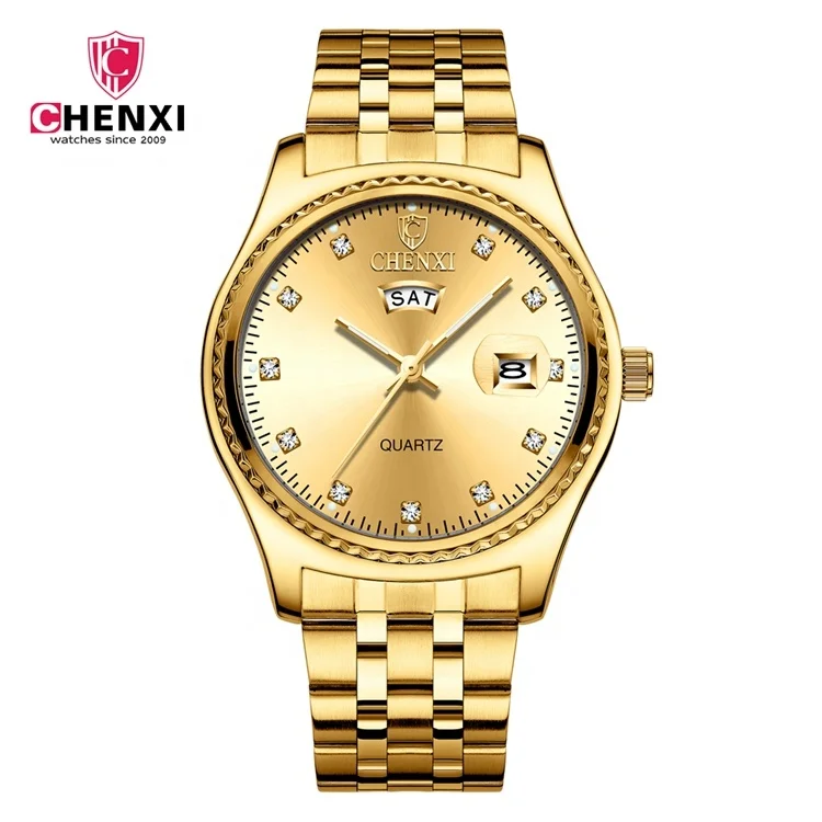 

CHENXI 8204 Fashion Stainless Steel Wristwatch 3atm Waterproof Japanese Quartz Hand Watch Gold Luxury New Couple Watch, 6 colors