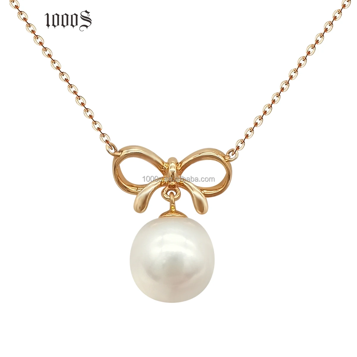 

Luxury 18k Yellow Gold Genuine Freshwater Pearl Pendant Necklace Sparkle O Chain Necklace Jewelry for Women