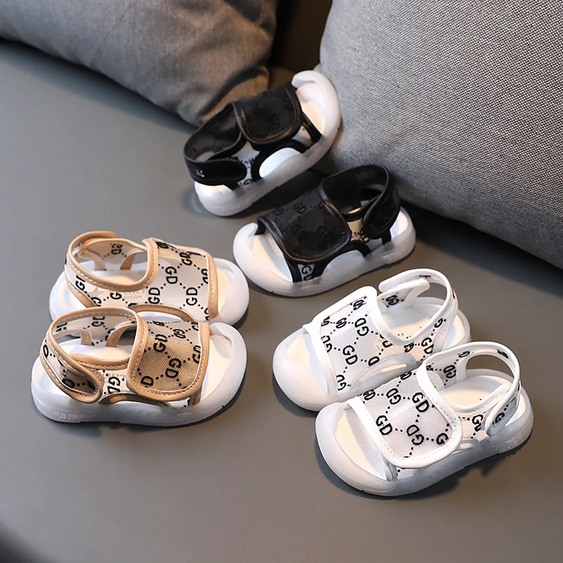

Summer 2022 New Mesh Korean Style Fashion Spot Breathable Soft Bottom Anti Kick Toddler Sandals For Boys Girls