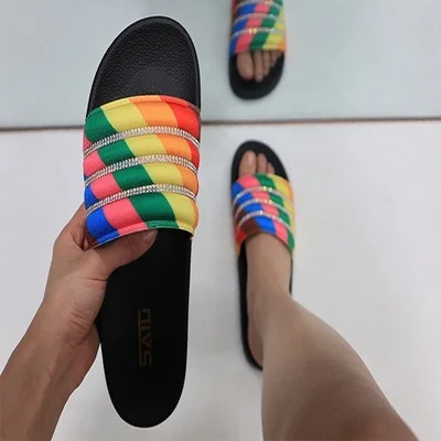 

2020 New fashion summer sandals pvc rainbow women slides slippers