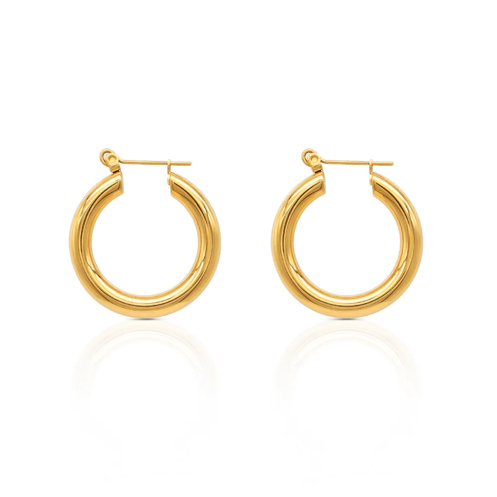 

Chris April fashion in stock 316L Stainless Steel PVD gold plated minimalist glossy hoop earring