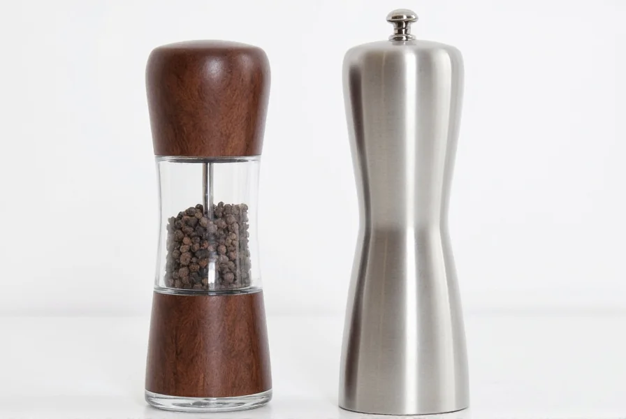 Comparison of pepper grind consistency from OXO grinder versus basic pepper mill