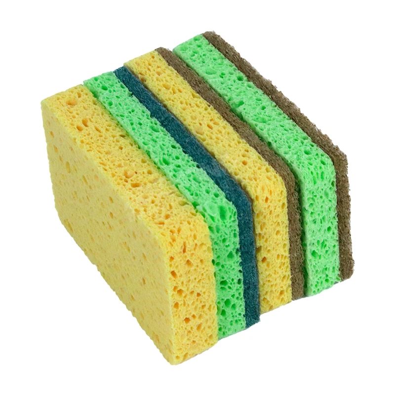 

Wood Pulp Dishes Sponge Kitchen Dishwashing Cleaning Scrub Sponge Pack Non-Scratch Cellulose Kitchen Sponge