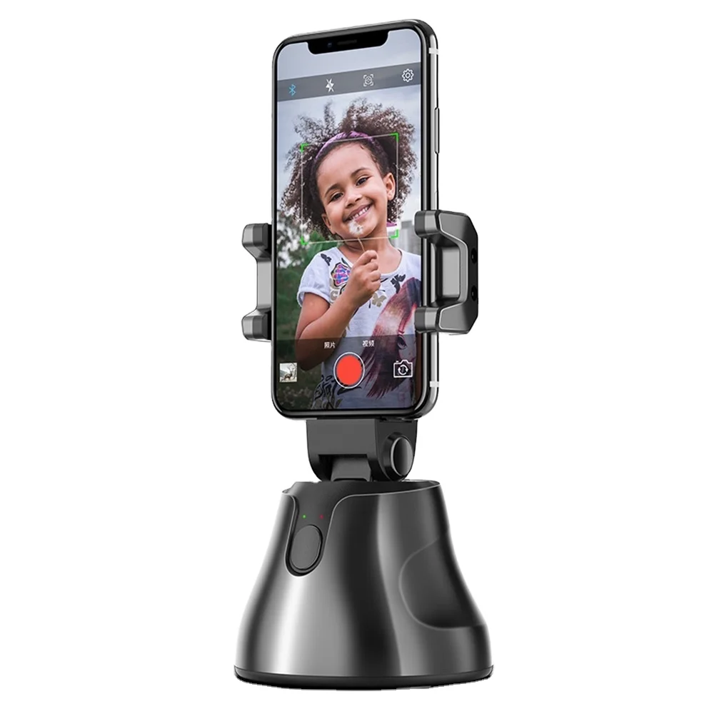 

360 Rotation Camera Video Shooting Auto Facial Tracking Smart Photo Shooting Phone Holder, Black