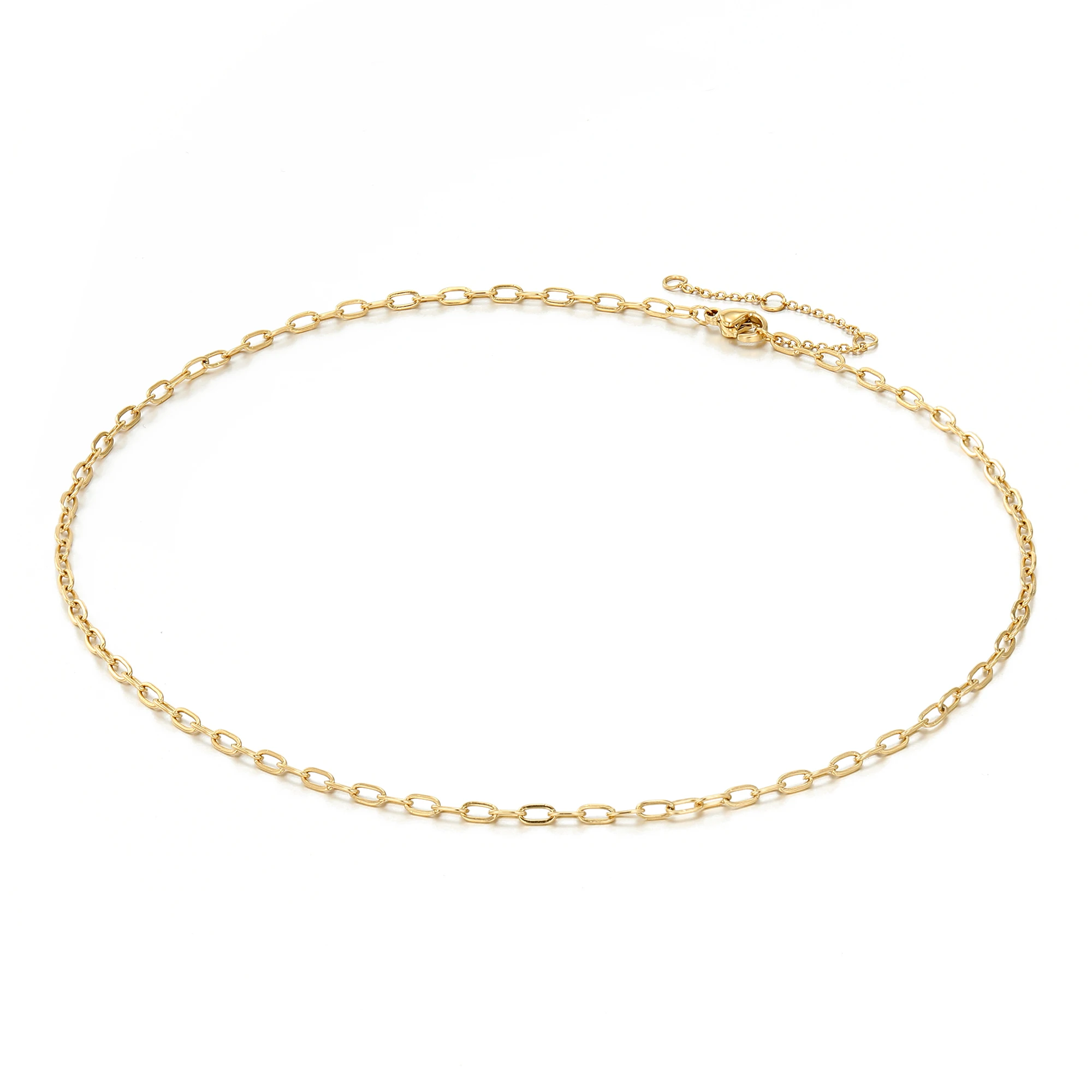 

eManco Fashion short collarbone chain necklace for women 316L titanium steel 14K gold plated necklace