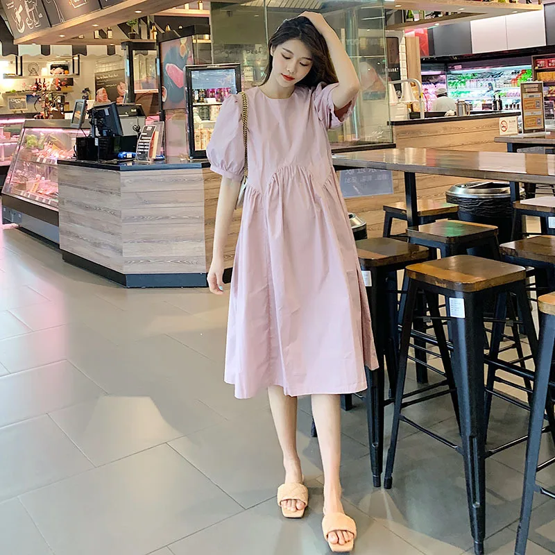 

UP-Maternity summer loose mid-length dress maternity lantern sleeve dress