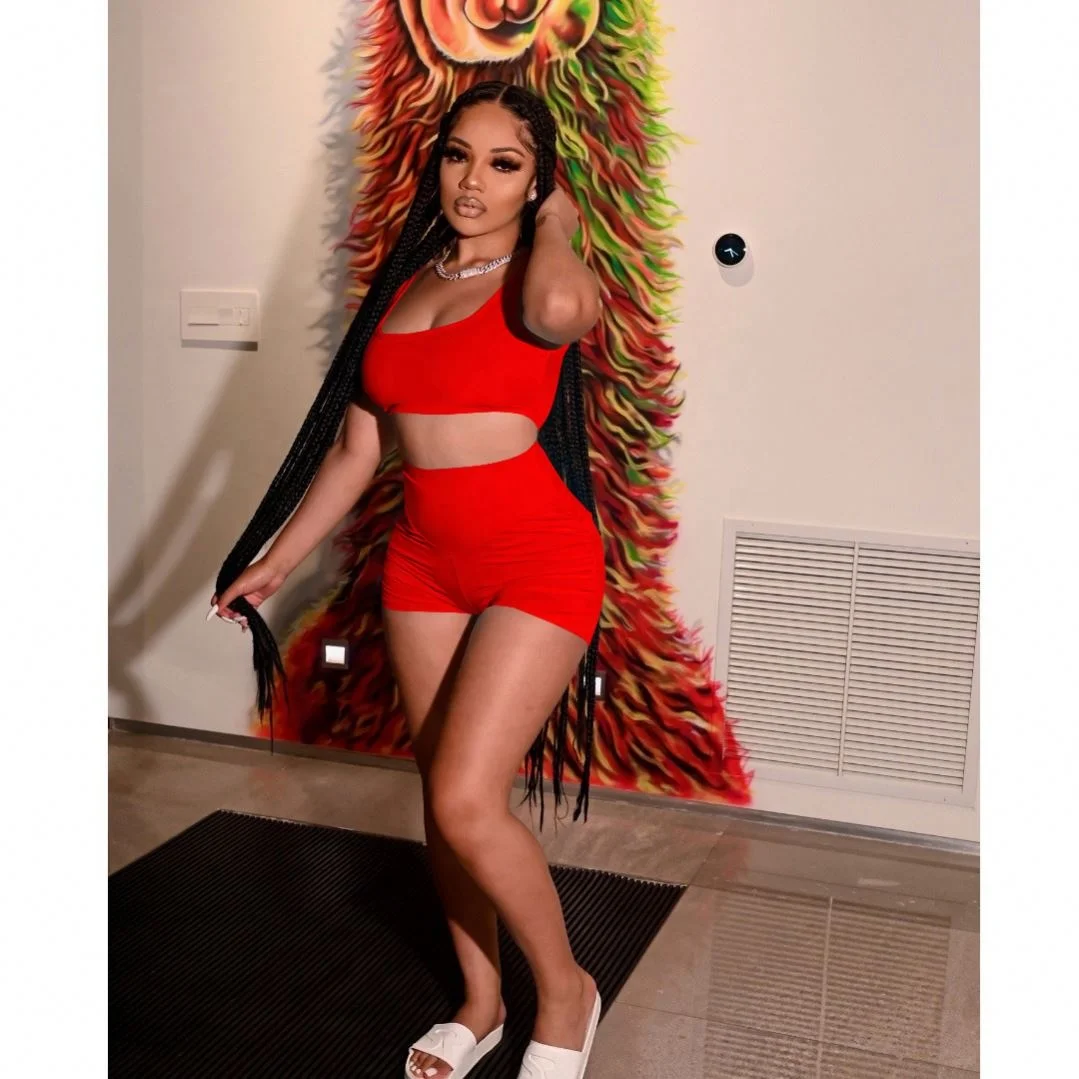 

Women Breathable Stacked Pants Jogging Sets Clothing Biker Women's Shorts Two Piece Set