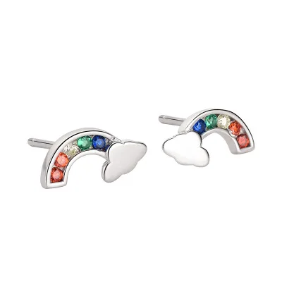 

Korean Fashion Rainbow Gold Plated Earrings 925 Sterling Silver Clouds Earring, Sliver