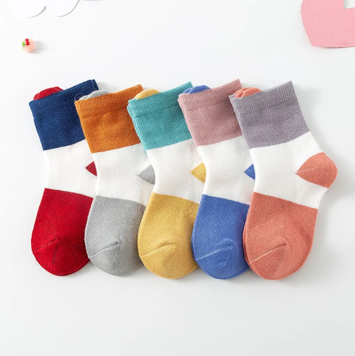 

Winter children stockings combed cotton baby socks for boys and girls pure color spring and autumn blue stripes, Mixed colors