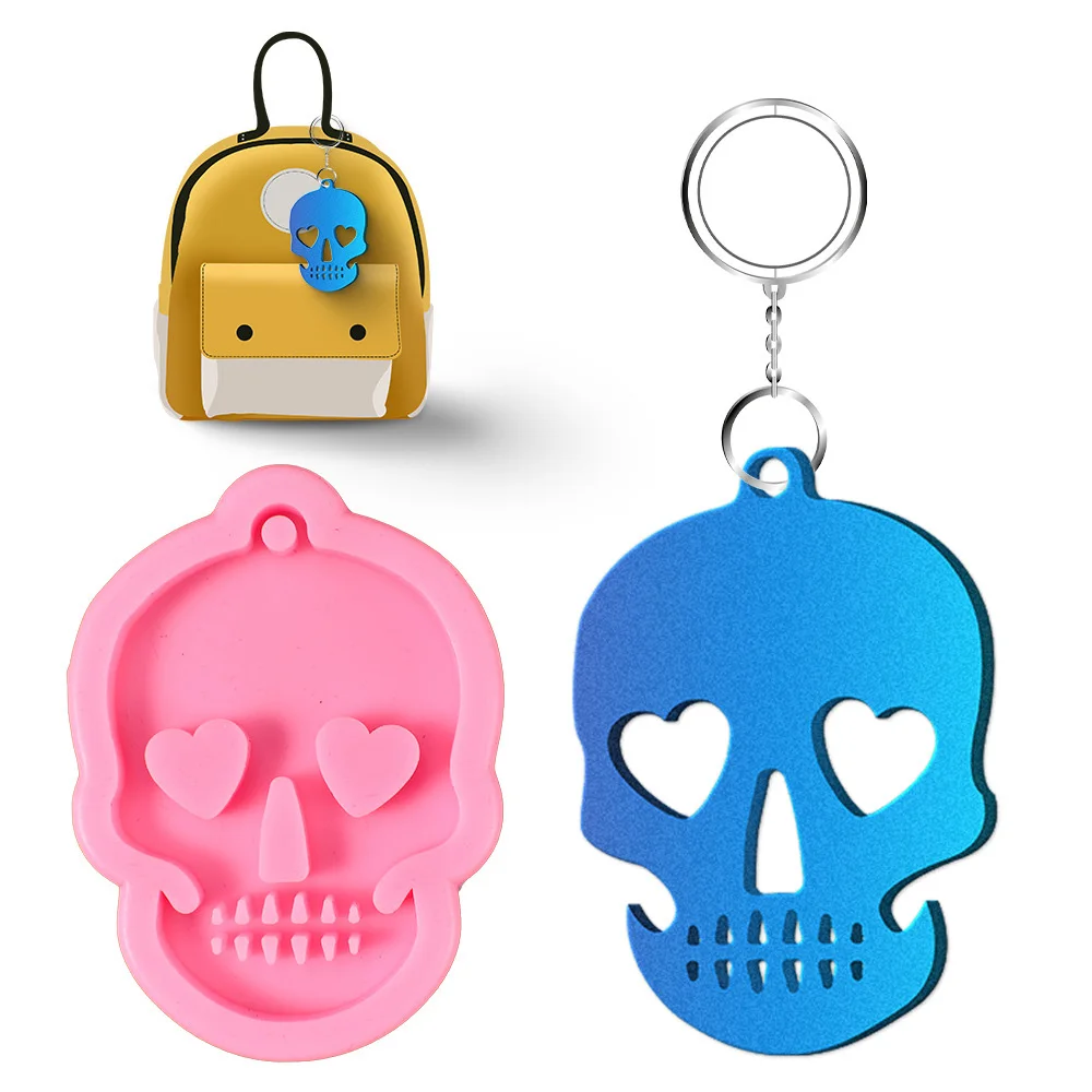 

DIY Crystal Epoxy Keychain Silicone Mold Butterfly Demon Ghost Claw Skeleton Backpack Keychain Mold Combination, Customized color