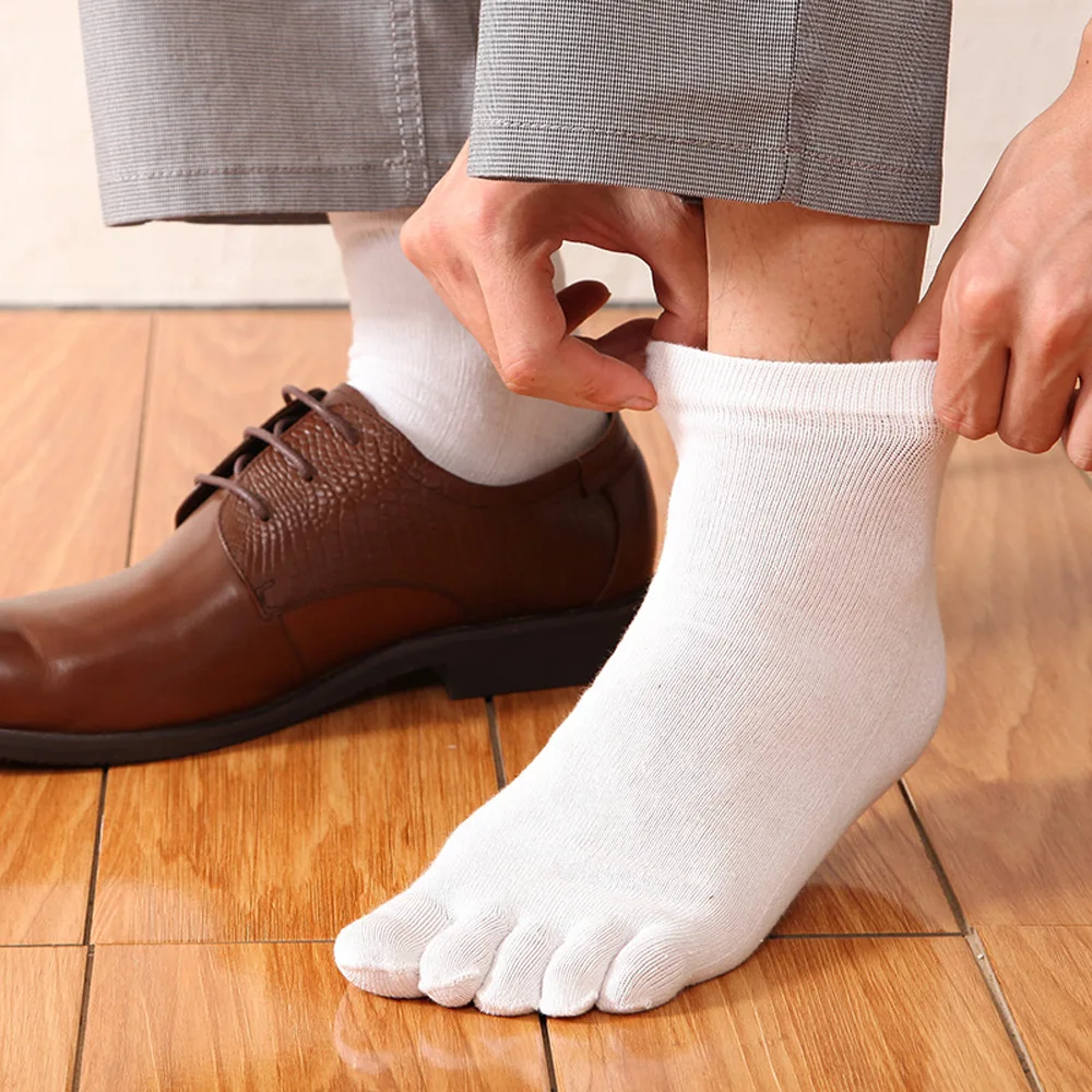 

5 Five Toe 70 Organic Cotton Ankle White Black Casual Men Business Socks, 7 colors