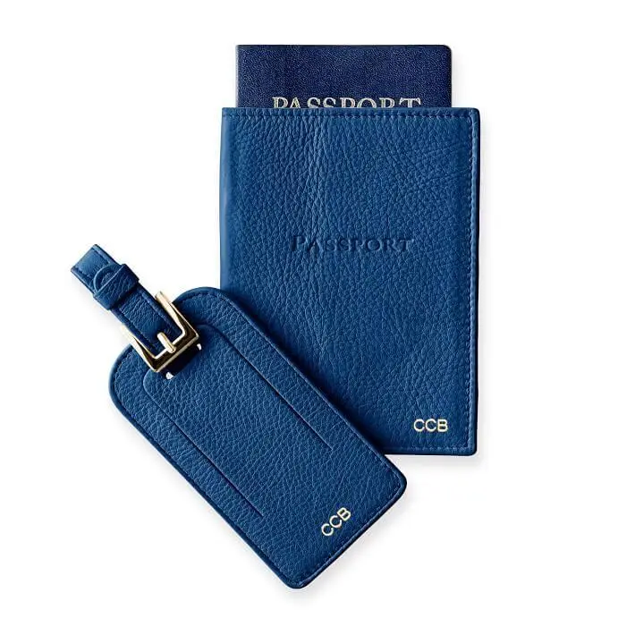 

High quality soft leather custom passport holder and luggage tags set