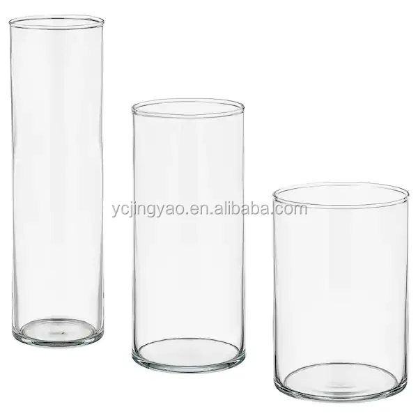 

Hand Blown Round Clear Pyrex Borosilicate Clear Tall Glass Cylinder Vase